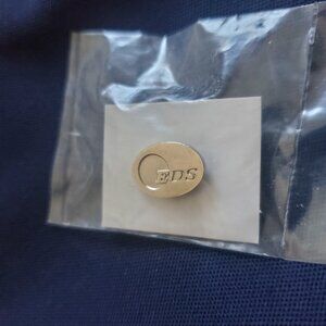 EDS Electronic Data Systems Silver Metal Oval Lapel Pin Tie Tack New In Package